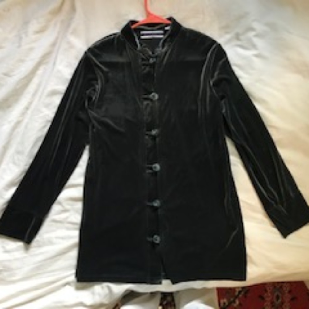 vintage jade colored velvet chinese shirt